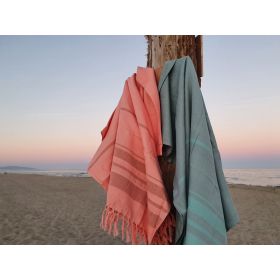 Fouta in cotone biologico, collezione Garden, Corallo - 90x160cm - Karawan