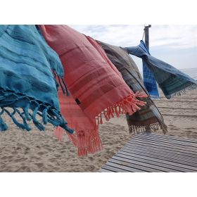 Fouta in cotone biologico, collezione Garden, Corallo - 90x160cm - Karawan