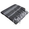 Fouta aus Bio-Baumwolle, Hammam-Kollektion, Weiß & Anthrazit - 100x200cm - Karawan