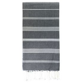 Fouta aus Bio-Baumwolle, Hammam-Kollektion, Weiß & Anthrazit - 100x200cm - Karawan