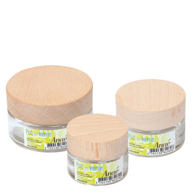 Vasetti in vetro con tappo in legno - 100ml - Anaé