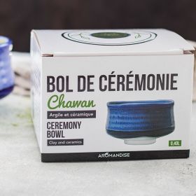 Bol de cérémonie Chawan bleu, en argile et céramique - 0,5L - Aromandise