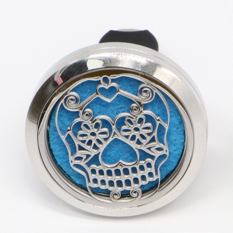 Clip'Arôme - Diffuseur d'huiles essentielles pour voiture en inox - Calavera - ZEN'Arôme