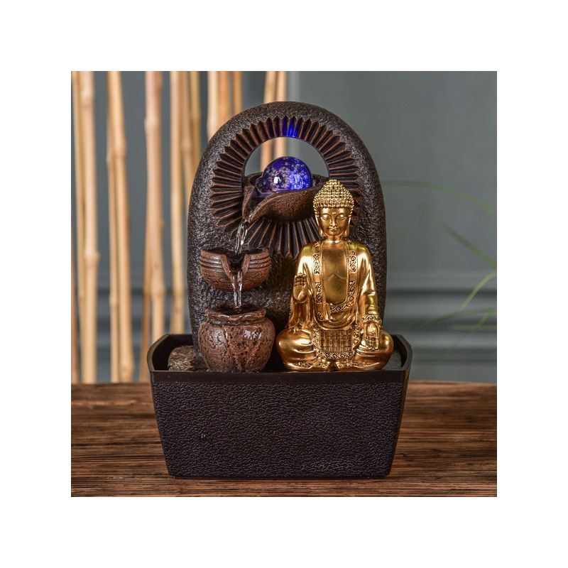 Fontana da interno - Bouddha Bhava (con statua e illuminazione a LED) - Zen'Light