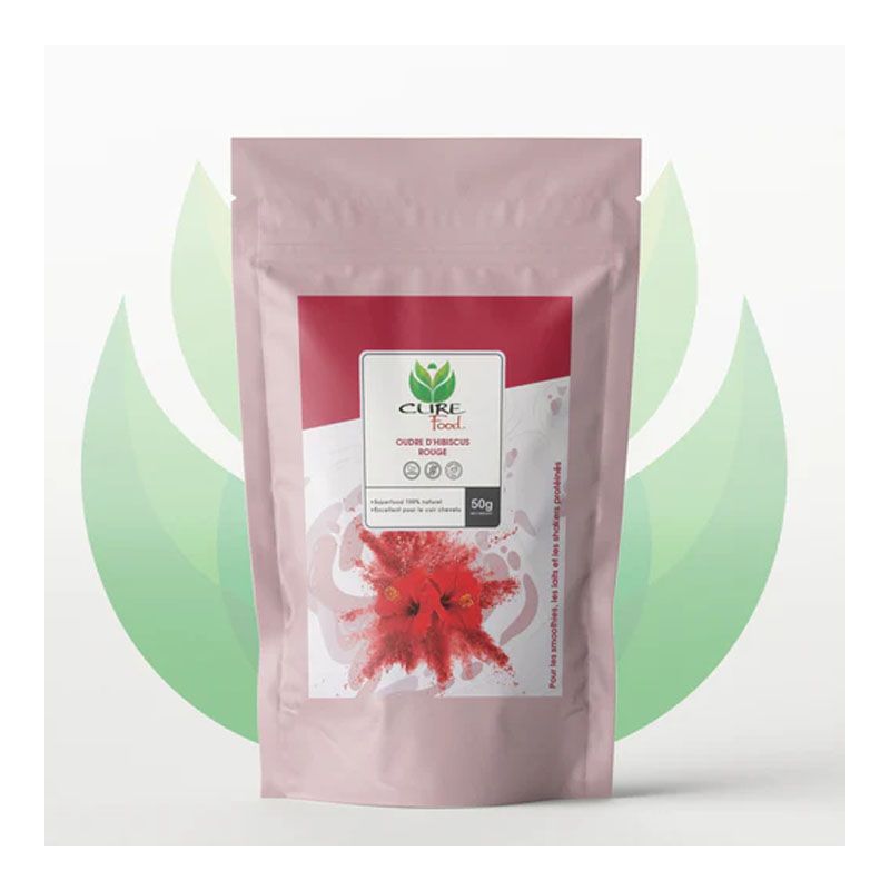 Polvere di ibisco rosso (pura), piena di bontà, ideale per i capelli - 50 g - CureFood