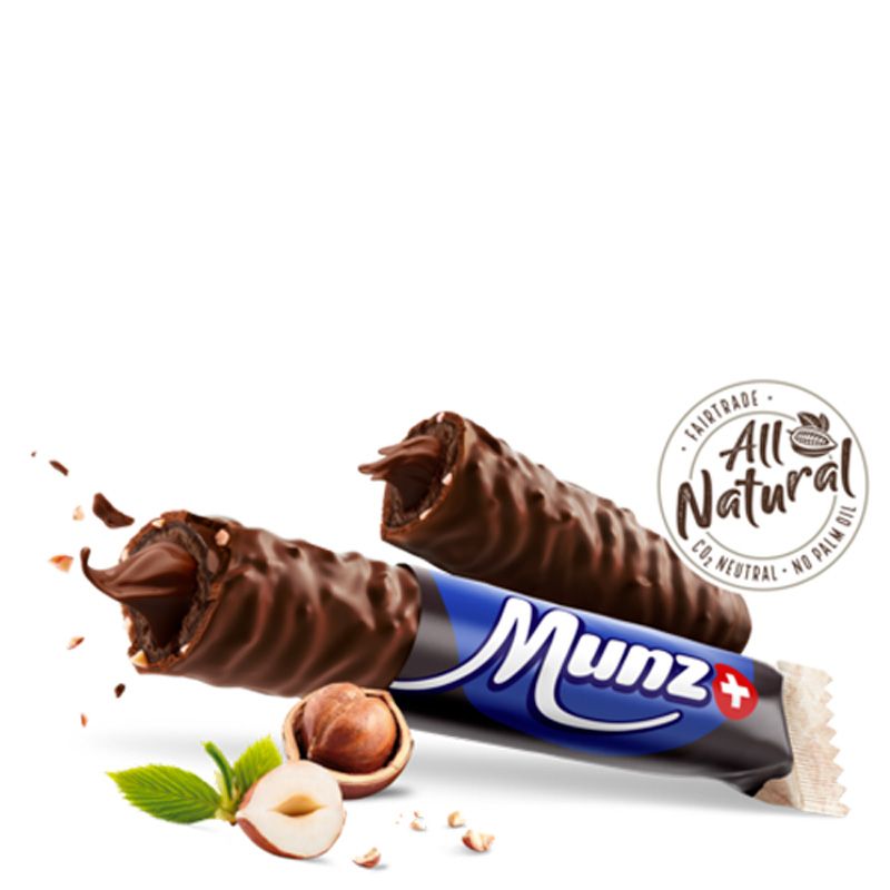 Barre de Chocolat, Extra Cacao - 100% naturelle, Neutre en CO2, Sans palme & Fairtrade - 46g - Munz