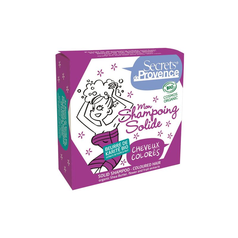 Mon shampoing solide BIO, pour cheveux colorés - 85g - Secrets de Provence