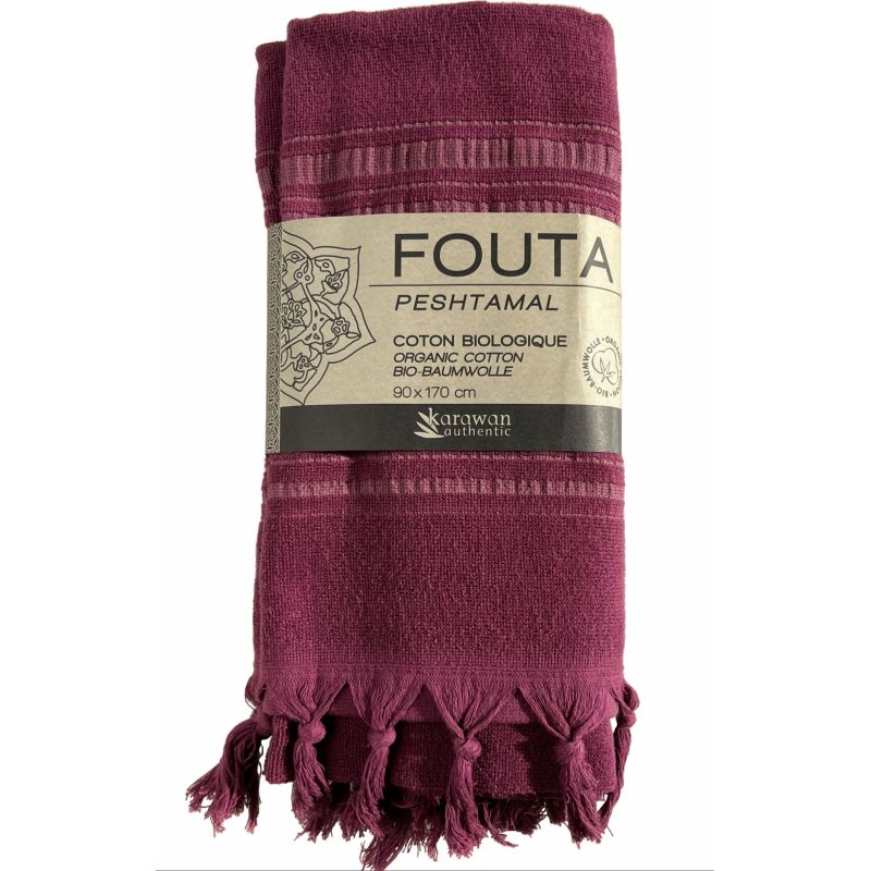 Fouta en coton biologique, Collection DOLCE (1 face éponge), Améthyste - 90x170cm - Karawan
