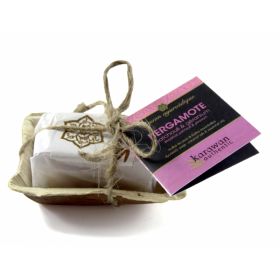 Sapone Ayurvedico al Bergamotto rigenerante, nella sua foglia di palma - Mini 20g - Karawan