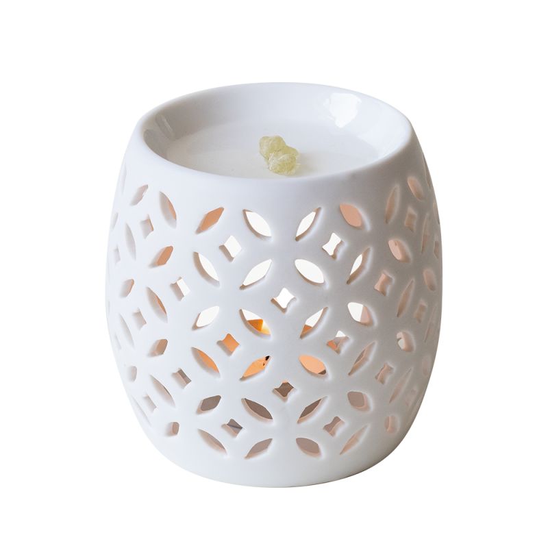 Diffuseur à bougie photophore en porcelaine, LUCIOLE - Les encens du monde