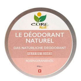 Déodorant crème Suisse & BIO au bicarbonate, Géranium rosat - 60g - Curenat