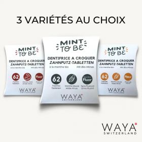 Dentifricio biologico alla menta svizzera, MOD, MOD fluor - 62 compresse - Waya Cosmetics