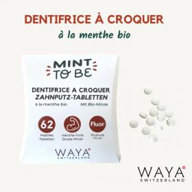 Dentifricio biologico alla menta svizzera, MOD, MOD fluor - 62 compresse - Waya Cosmetics