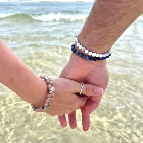 Bracelet en pierre naturelle pour adultes - Howlite & Magnésite - 19cm - Irréversible Bijoux