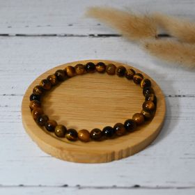 Bracciale in pietre naturali per adulti - Occhio di tigre marrone - 19 cm - Irréversible Bijoux