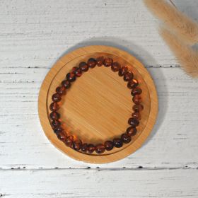 Armband aus Naturstein für Erwachsene - Cognacfarbener Bernstein - 19cm - Irréversible Bijoux