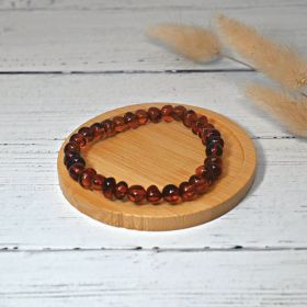 Bracelet en pierre naturelle pour adultes - Ambre cognac - 19cm - Irréversible Bijoux