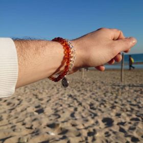 Bracelet en pierre naturelle pour adultes - Ambre cognac - 19cm - Irréversible Bijoux