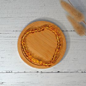 Bracelet en pierre naturelle pour adultes - Ambre Honey - 19cm - Irréversible Bijoux
