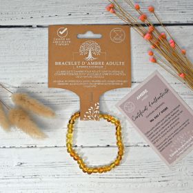 Bracciale in pietra naturale per adulti - Ambra Miele - 19 cm - Irréversible Bijoux