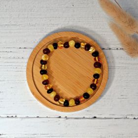 Bracciale in pietra naturale per adulti - Ambra multicolore - 19 cm - Irréversible Bijoux