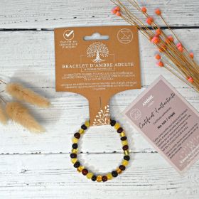 Armband aus Naturstein für Erwachsene - Bernstein mehrfarbig - 19cm - Irréversible Bijoux