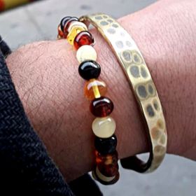 Armband aus Naturstein für Erwachsene - Bernstein mehrfarbig - 19cm - Irréversible Bijoux