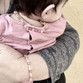 Armband aus Naturstein für Erwachsene - Lemon Bernstein, Chalcedon & Rosenquarz - 19cm - Irréversible Bijoux