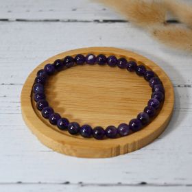 Bracciale in pietra naturale per adulti - Ametista - 19 cm - Irréversible Bijoux