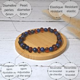 Armband aus Naturstein für Erwachsene - Cognac Bernstein & Lapis Lazuli - 19cm - Irréversible Bijoux