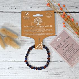 Armband aus Naturstein für Erwachsene - Cognac Bernstein & Lapis Lazuli - 19cm - Irréversible Bijoux