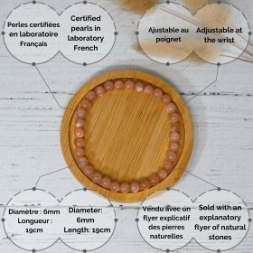 Bracciale in pietra naturale per adulti - Pietra del sole - 19 cm - Irréversible Bijoux