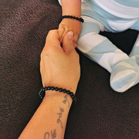 Bracelet en pierre naturelle pour adultes - Obsidienne - 19cm - Irréversible Bijoux