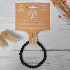 Bracelet en pierre naturelle pour adultes - Obsidienne - 19cm - Irréversible Bijoux