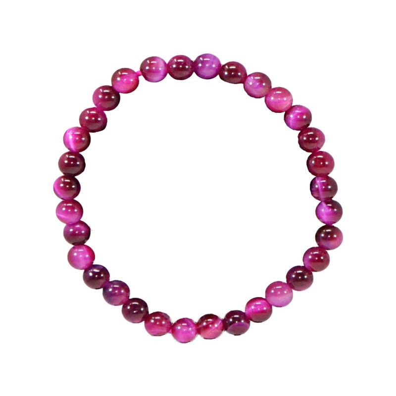 Bracelet en pierre naturelle pour adultes - Œil du Tigre Rose - 19cm - Irréversible Bijoux