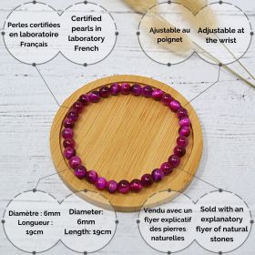 Armband aus Naturstein für Erwachsene - Tigerauge Rosa - 19cm - Irréversible Bijoux
