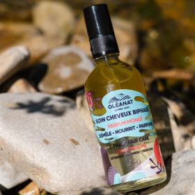 Cura idratante bifasica BIO per capelli - Senza risciacquo, profumo di Monoi - 100ml - Oléanat