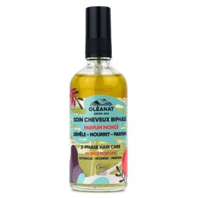 Soin hydratant biphasé BIO pour les cheveux - Sans rinçage, parfum de Monoï - 100ml - Oléanat