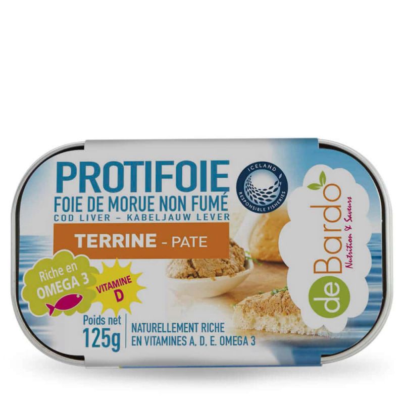 Terrina di fegato di merluzzo "Protifoie" non affumicata - Ricca di Omega 3 e vitamine - 125g - De Bardo