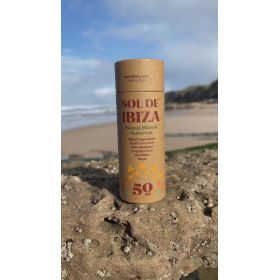 Protection solaire Naturelle Solide en Stick carton & sans eau - Pour le visage & le corps - Indice 50, 45g  - Sol de Ibiza