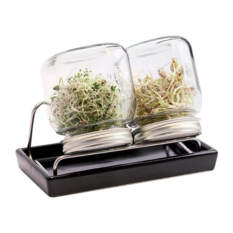 Barattolo/Germogliatore in Vetro (750ml) per semi da germogliare - Duo, 2 pz. - De Bardo