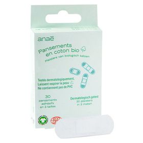 Pansements en coton BIO - Assortiment de 3 tailles, 30pces - Anaé