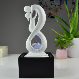 Wasserfontäne - "Amor" Schwarz & Weiß (mit LED-Licht und Kugel) - Zen'Light