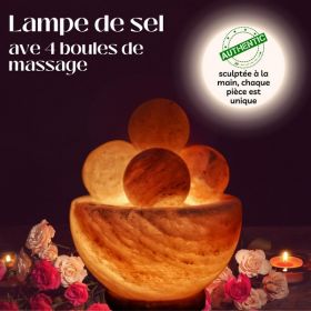 Lampada di sale dell'Himalaya con 4 sfere di massaggio in sale - 2 kg - ZEN'Arôme