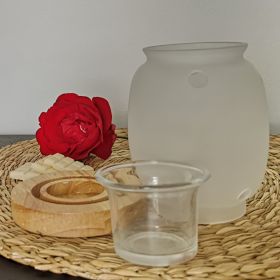 Brûle parfum à bougie en verre et bois, Série Inspiration SIETE - ZEN'Arôme