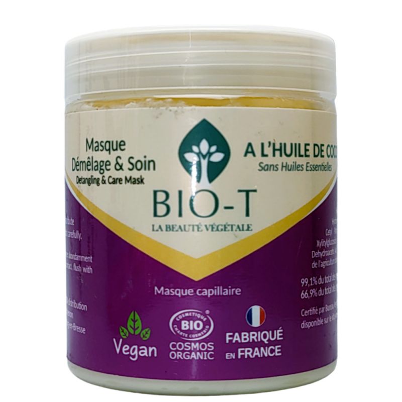 Masque Démêlage & Soin BIO (à l'huile de Coco), Démêlage et Nutrition au naturel  - 250g - BIO-T