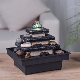 Fontana d'acqua - "Zen Eka" con 4 livelli e sfera rotante illuminata (LED) - Zen'Light