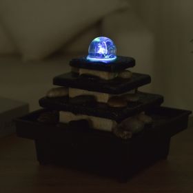Fontana d'acqua - "Zen Eka" con 4 livelli e sfera rotante illuminata (LED) - Zen'Light