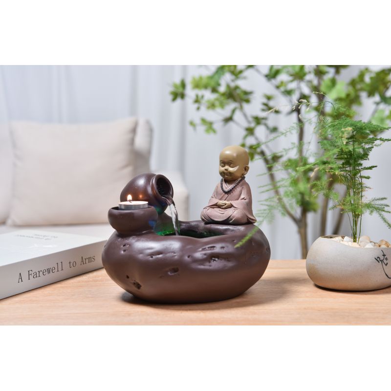 Wasserspender - "Buddha Medina" Exotik & Spiritualität (mit Statue und LED-Beleuchtung) - Zen'Light