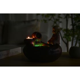 Fontana d'acqua - "Bouddha Médina" Esotismo e spiritualità (con statua e illuminazione a LED) - Zen'Light